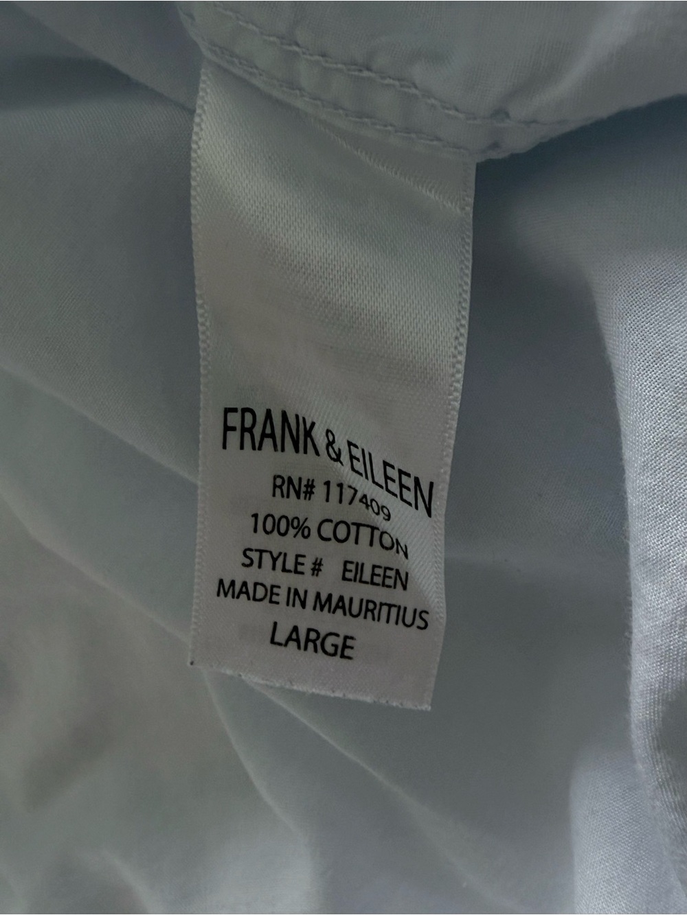 Frank & Eileen Lightweight Light Blue Shirt. Large - Picture 6 of 7